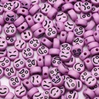 Бусины-разделители круглые акриловые бусины, 7 х4 мм, фиолетовые Смешанные смайлики, плоские, со смайликом, для самостоятельного изготовления ювелирных изделий, для браслета, ожерелья