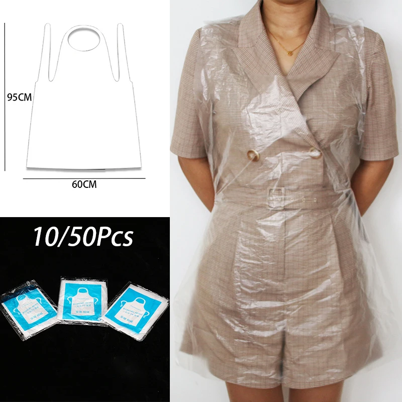 

10/50Pcs Thicken PE Apron Disposable Apron Adult Plastic Waterproof Oil-proof Bib Transparent Outdoor Camping Cooking Sanitary