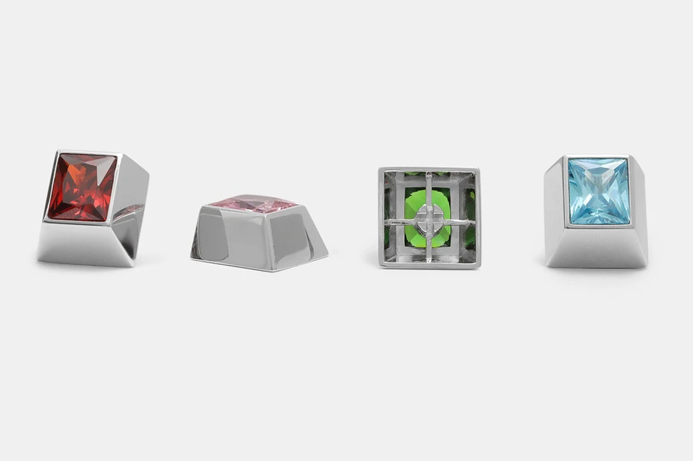 sadan silver gem backlit silver artisan keycaps for mx stem mechanical keyboards yellow pink blue red green purple black free global shipping