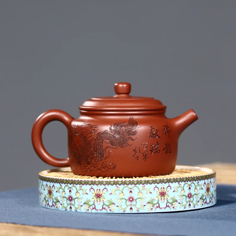 

auspicious dragon in delight undressed ore mud tea set special teapot famous master zhu collection are recommended