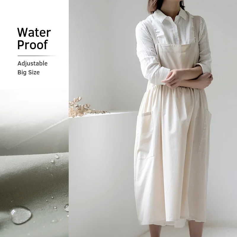 

Waterproof simple cotton plus apron cotton and linen kitchen florist work clothes apron apron kitchen