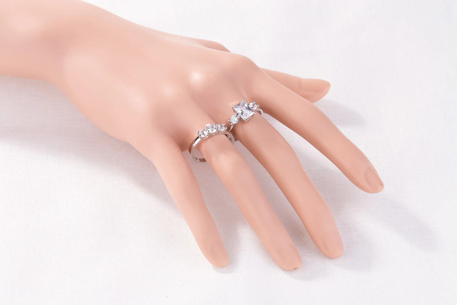 

925 Sterling Silver Color Diamond Ring Set for Women Luxury Anillos Bizuteria Wedding Topaz Jewelry Square 925 Gemstone Ring Set