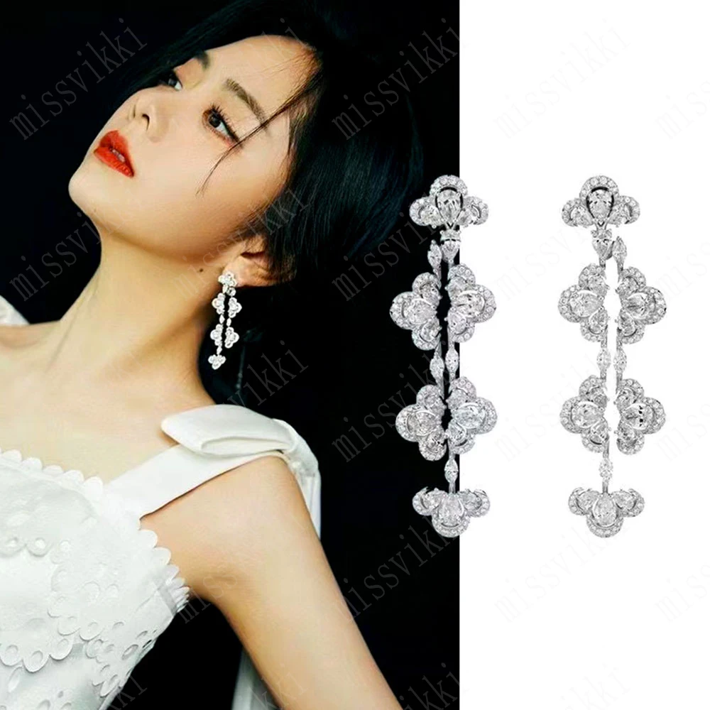 

missvikki Luxury Purple Drop Pendant Earrings Trendy Cubic Zircon earrings for women Wedding Engagement Party JEWELRY GIFT