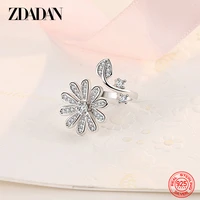 zdadn 925 sterling silver open cz rose ring for women fashion charm jewelry party gift