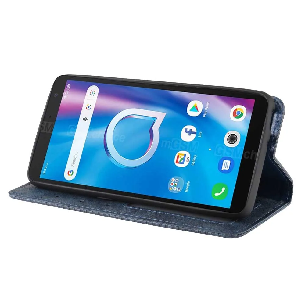 

Leather phone case for Alcatel 1A 2020 / 1B 2020 back Cover Flip card wallet with kickstand Retro Coque