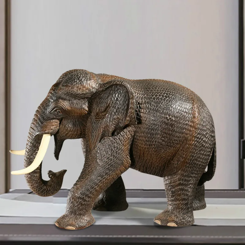 

Украшение Слон из массива дерева, украшение для гостиной, дом Fortune Town, ремесла для резьбы по дереву