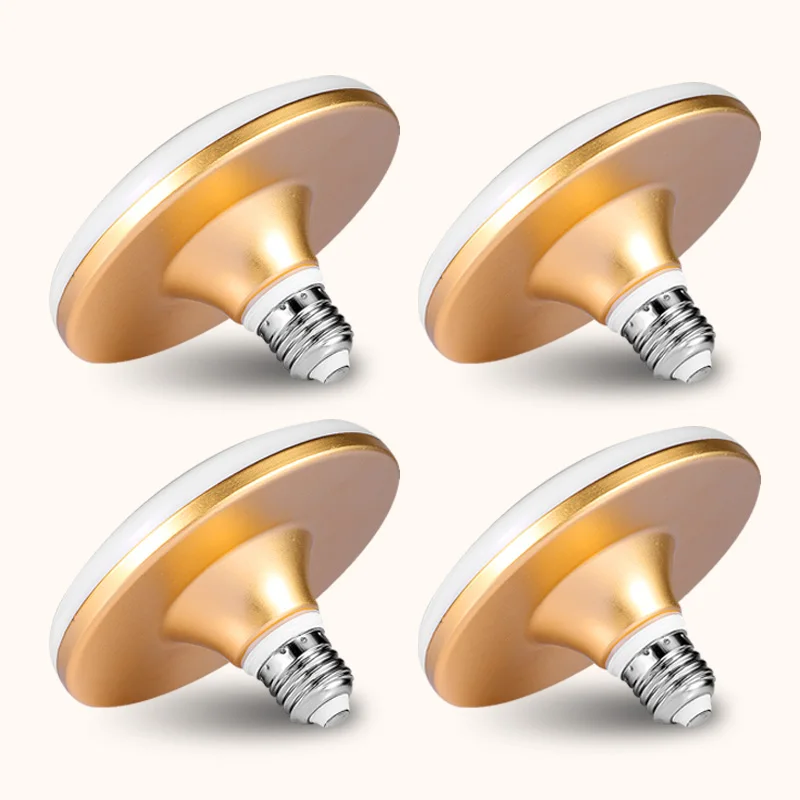 Golden Cover 4pcs 220V UFO арома лампы E27 светодиодный светильник лампы высокой светильник 15/20/30/40/50/60W светодиодный Bombillas круглый потолочный светильник s для дома Кухня Спальня светильник Инж - Испускаемый цвет: Golden Cover 4pcs