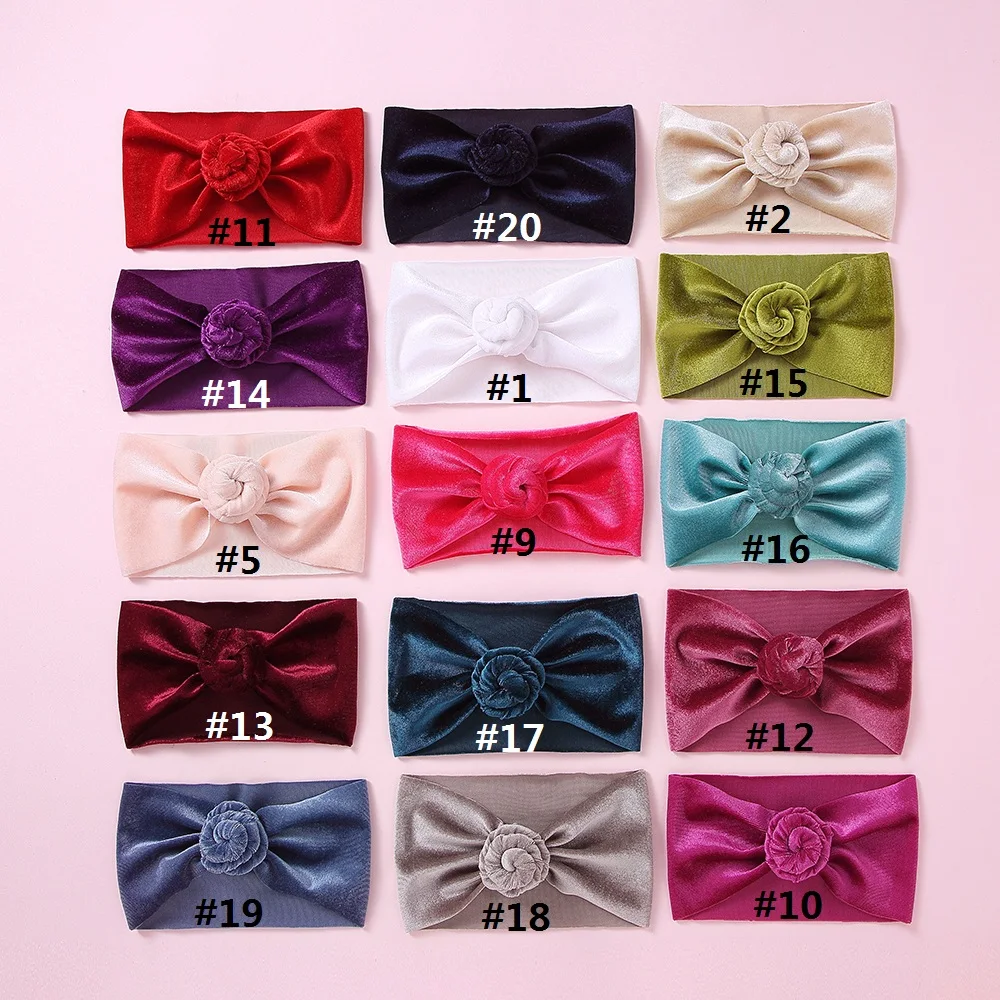 12pc/lot Winter Newborn Infant Toddler Baby Girls Rose Velvet Donut Headband Turban Solid Round Knot Hair Band Kid Head Wraps |