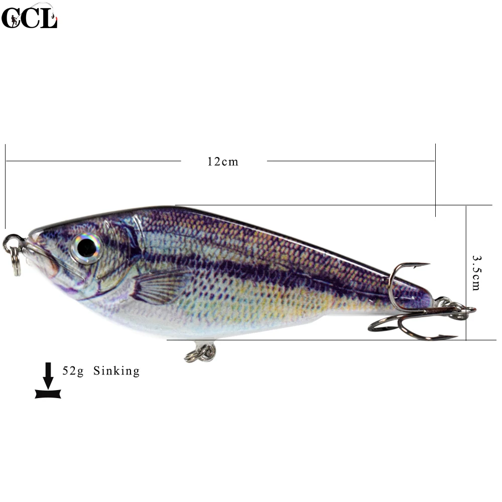 

100pcs CCLTBA Jerkbait Pike Fishing Lure 120mm 51.5g Slow Sinking Artificial Bait Fishing Jerkbait Hard Bass Pike Lure