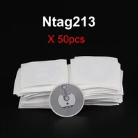 50pcslot 25mm white nfc stickers protocol iso14443a 13 56mhz ntag 213 universal label rfid tags for all nfc phones