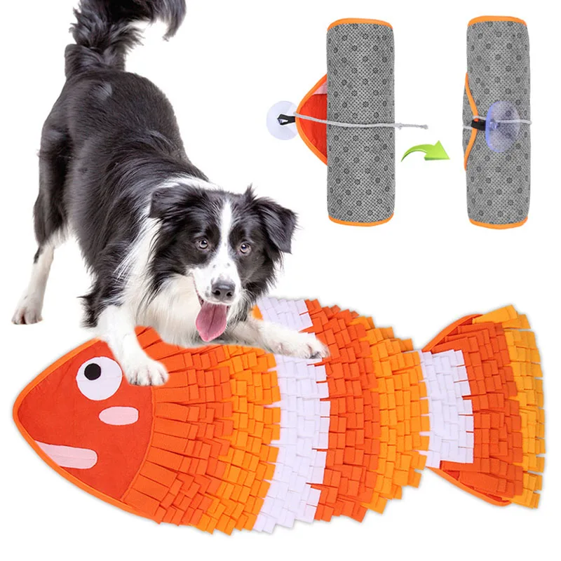 

Interactive Dog Puzzle Fish Toys Encourage Natural Foraging Skills Portable Nonslip Pet Snuffle Mat Slow Feeder Easy To Clean