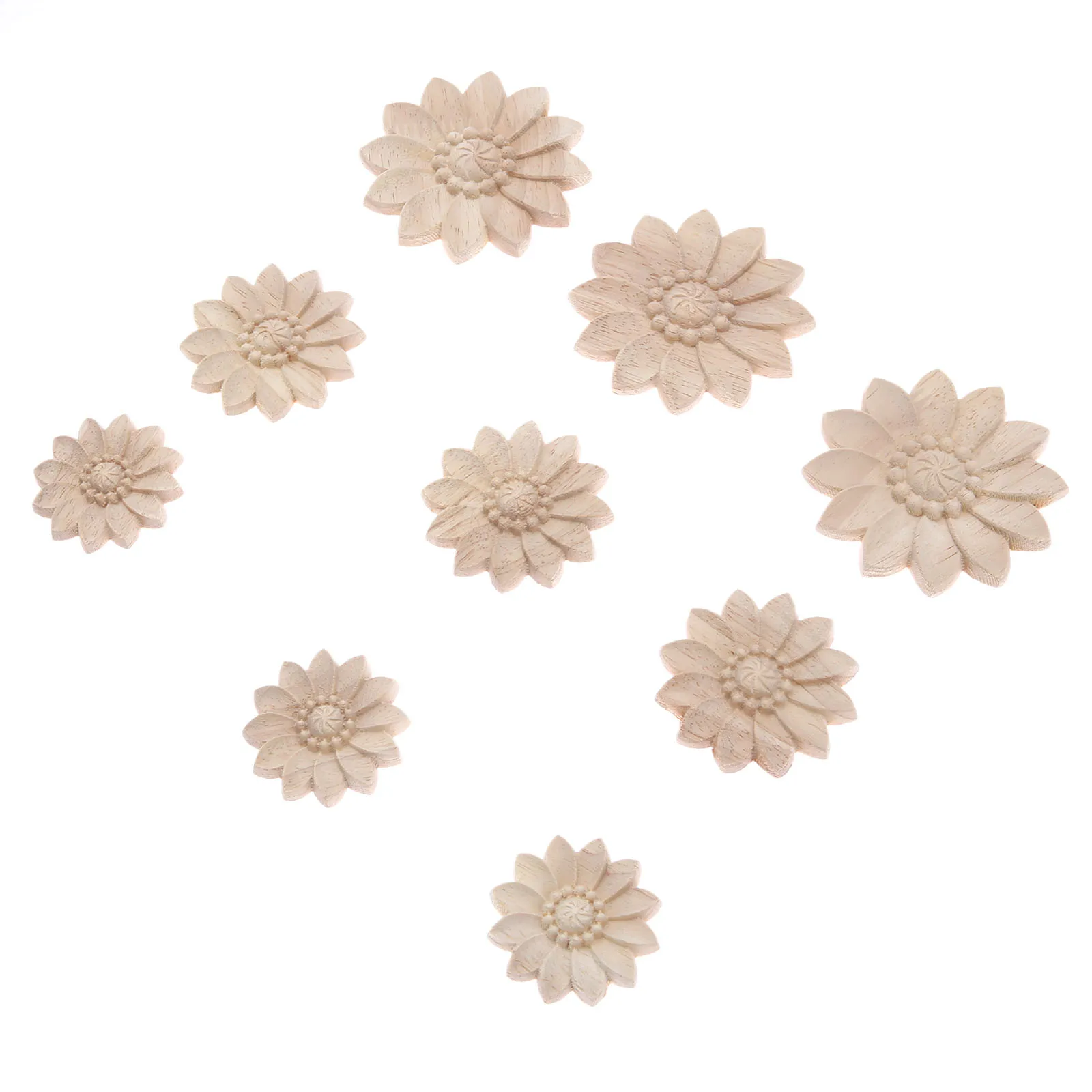 

10pcs Woodcarving Corner Decal Wooden Figurines Crafts Corner Appliques Frame Wall Door Furniture Woodcarving Decorative 5/6/8cm