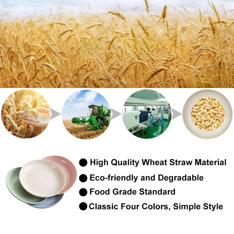 

12 Pack Wheat Straw Plates Set,Dinner Dishes, Dinner Plate, for Salad,Pasta, Steak,Fruit(6.8inch,7.8inch, 8.8inch)