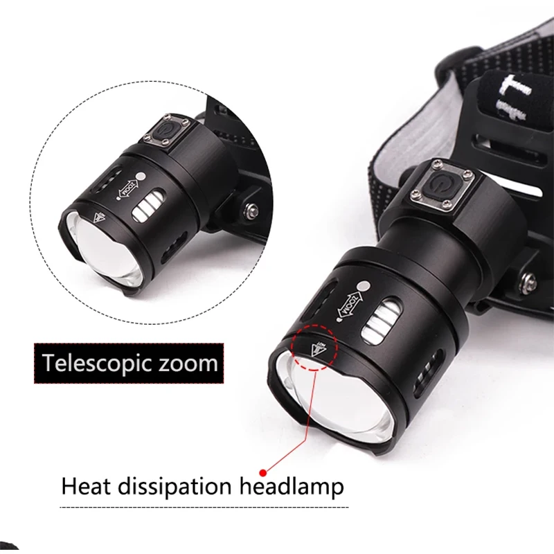 Светодиодный налобный фонарь XHP70.2, USB головной светильник, перезаряжаемый, с увеличением, головной светильник, водонепроницаемый, головной светильник, передний налобный светильник, с батареей 18650