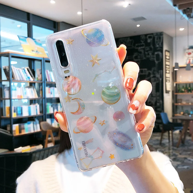 Transparent Мягкий чехол с блестками для huawei p30 Lite honor 10 lite 8X V20 MATE 20 Lite NOVA 4 3I P Smart Y9 Y6 - Цвет: Transparent