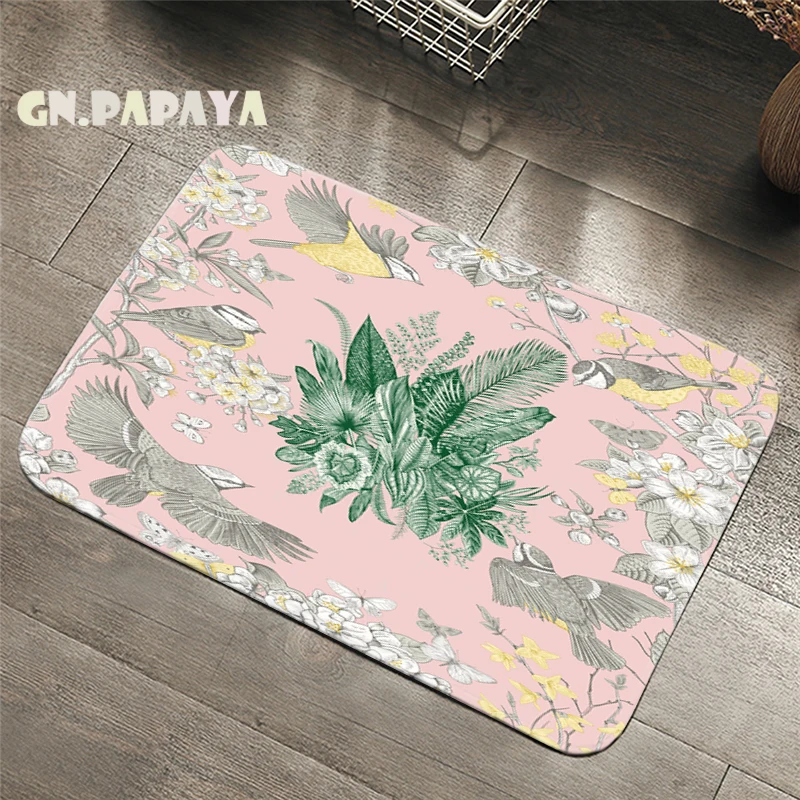 

Nordic fresh Style flower Carpet bohemian Bathroom Floor Mats Toilet Rugs Kitchen Area Rug tropical leaf Pad Absorbent Door Mat