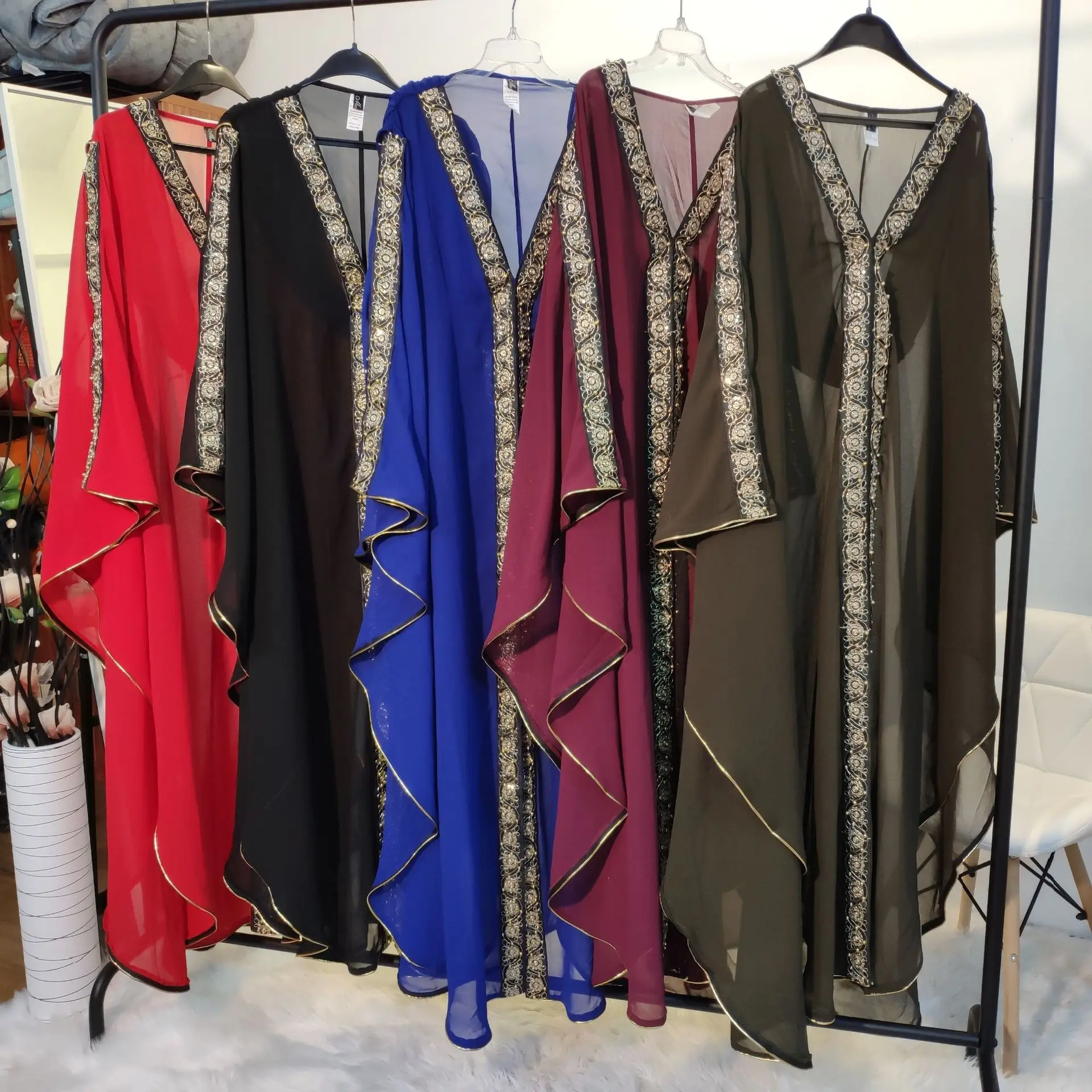

Eid Mubarek Kaftan Abaya Dubai Turkey Hijab Muslim Dress Abayas for Women Caftan Marocain Islamic Clothing Robe Djelaba Femme