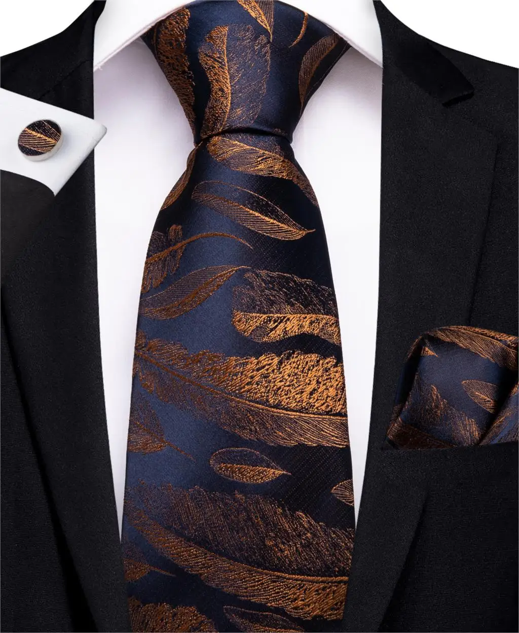 Высококачественный мужской галстук золотого и синего цвета новинка Свадебный