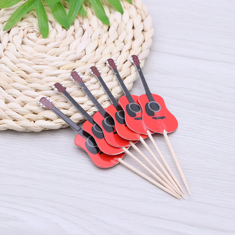 

24pcs Guitar Cupcake Toppers Musical Instrument Shape Cupcake Decorating Tools for Party Supplies