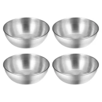 hemoton 4pcs stainless steel sauce dishes food dipping bowls round seasoning dish saucer appetizer plates