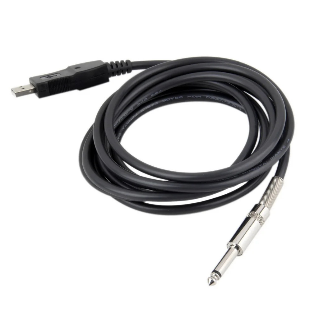 

Guitar Bass 1/4'' USB TO 6.3mm J ack Link Connection Instrument Cable 80dB USB Plug and Play durable