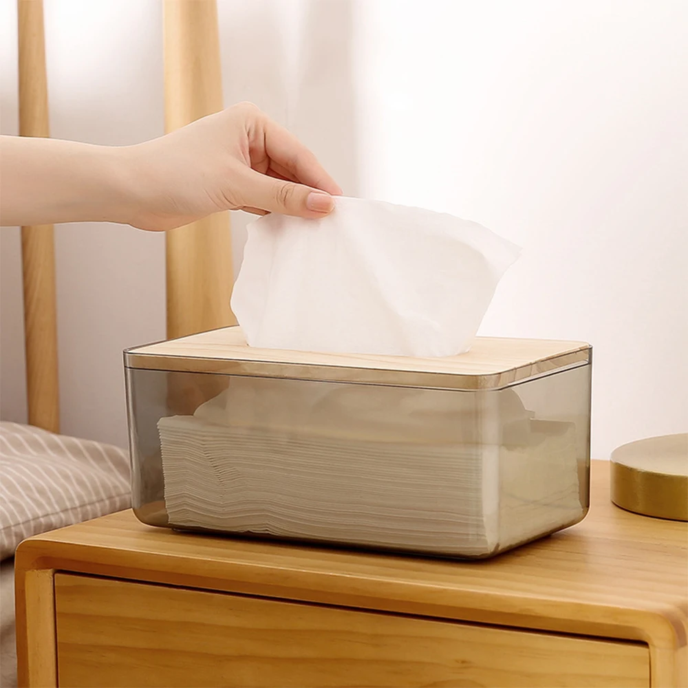 

Log Texture Cover Tissue Box Rectangle Paper Towel Holder Desktop Napkin Storage Container Kitchen Tissue Tray For Home Office