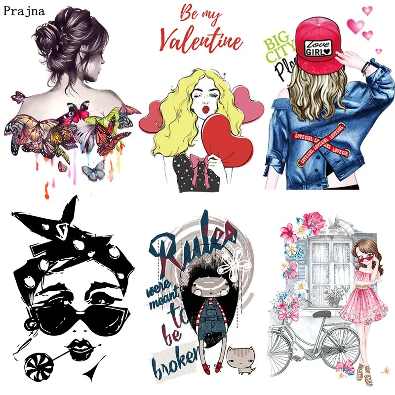 Prajna Fashion Girl термонаклейки для глажки Vynil термотрансферные наклейки с бабочками