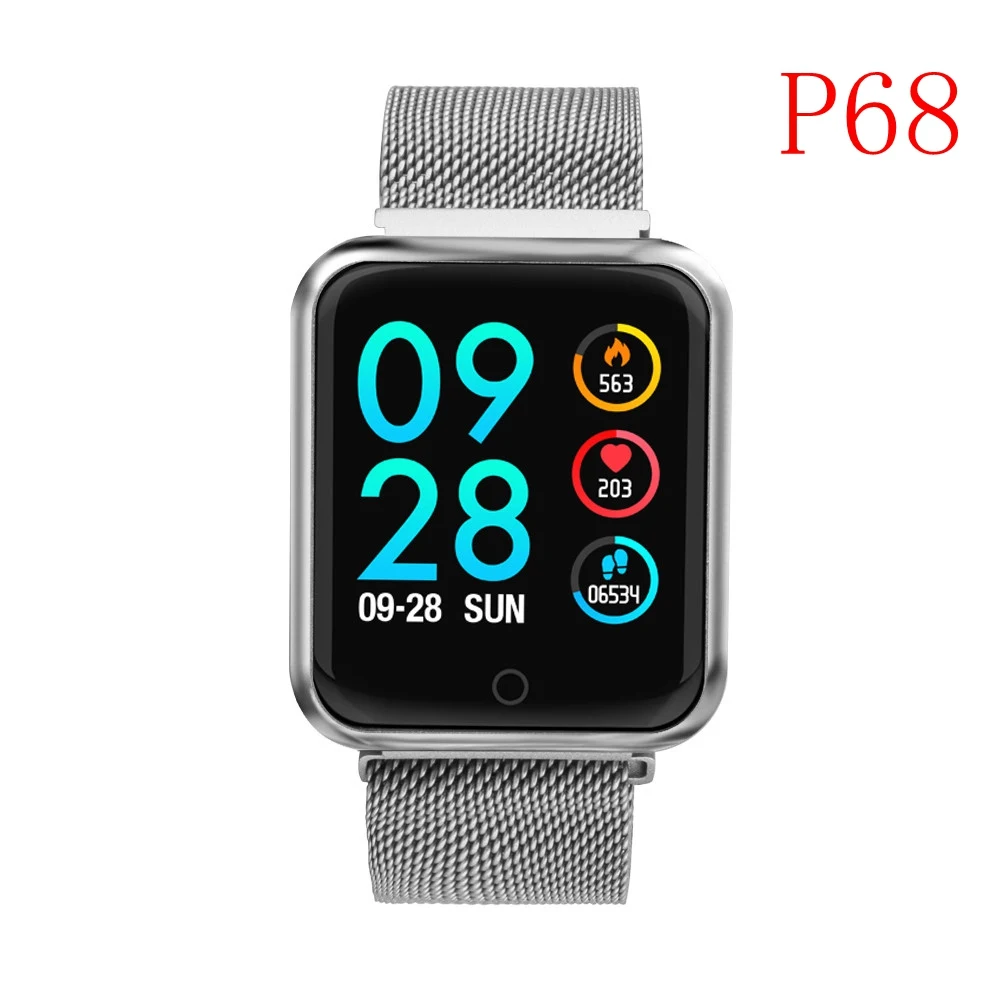 p68 silver P68, P70, улучшенная версия, P80, Смарт-часы для женщин, IP68, водонепроницаемые, умные часы, пульсометр, кровяное давление, для IPhone, samsung, huawei - Цвет: p68 silver