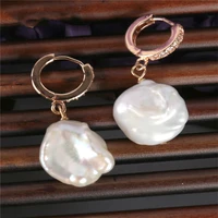 natural white baroque pearl 18k golden hook ladys earring women dangle irregular mesmerizing party cultured accessories earbob