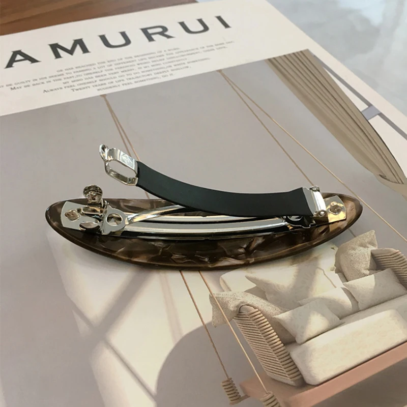 1PCS Korean Acrylic Hair Clips For Women Accessories Fashion Jewelry Geometric Oval Spring Hairpins Barrettes |