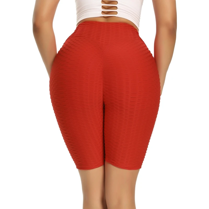 

Ladies' High Waist Jacquard Hip Lifting Shorts Breathable Melon Booty Casual Fitness Leggings