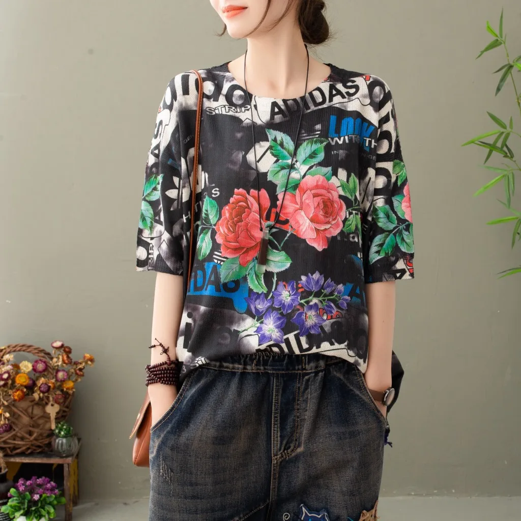 Женская футболка с круглым вырезом и коротким рукавом свободная универсальная