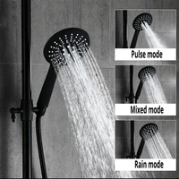 black shower head high pressure water saving rainfall spray bathroom 3 function adjustable spa massage round handheld showerhead