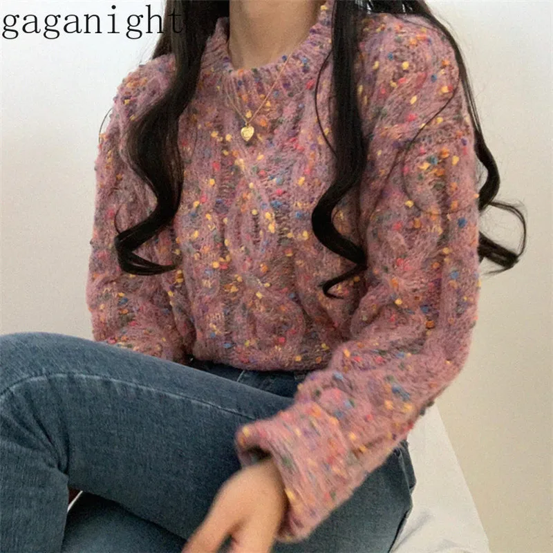 Gaganight шикарный корейский женский вязаный толстый свитер Повседневный свободный