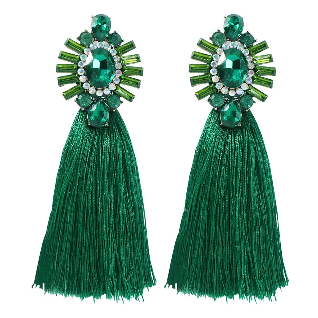 Europe and America bohemian rattan handmade tassel geometry long earrings ladies jewelry wild ear wholesale | Тематическая одежда