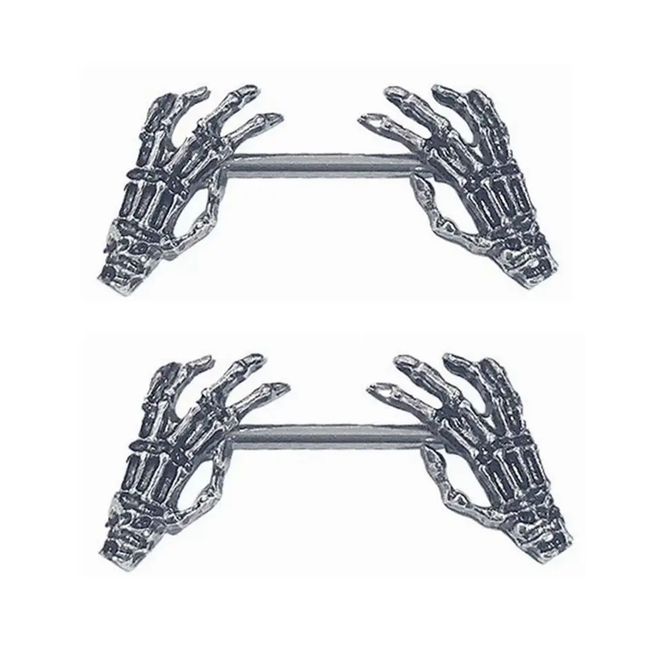 

Мужские кольца для сосков, кольцо для груди с когтями демона, кольцо со стальным стержнем 14 г, скелет, ушной прокол, панк, готическое ювелирно...