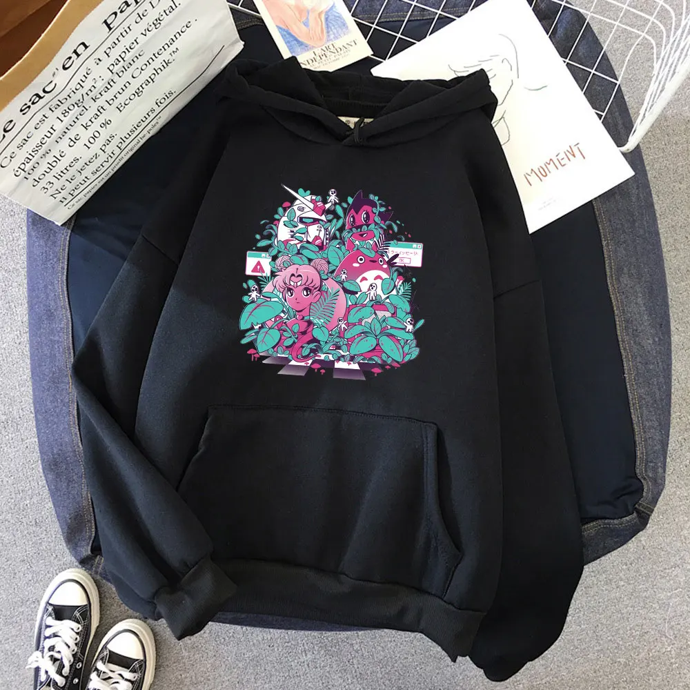 

New Tops Female Anime Hoodie Miyazaki Hayao Kawaii Sweatshirt Totoro Studio Ghibli Womens Harajuku Graphic 90s Fashion Pullover
