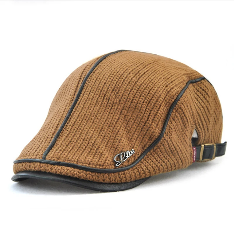 

Unisex Wool Knitted Berets Camping Golf Cap Sun Hats Adjustable