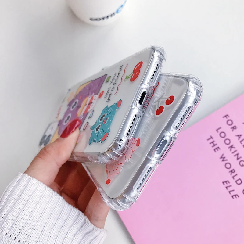 Милый мультяшный чехол для телефона с животными iphone 11 Pro X XS Max XR мягкая задняя