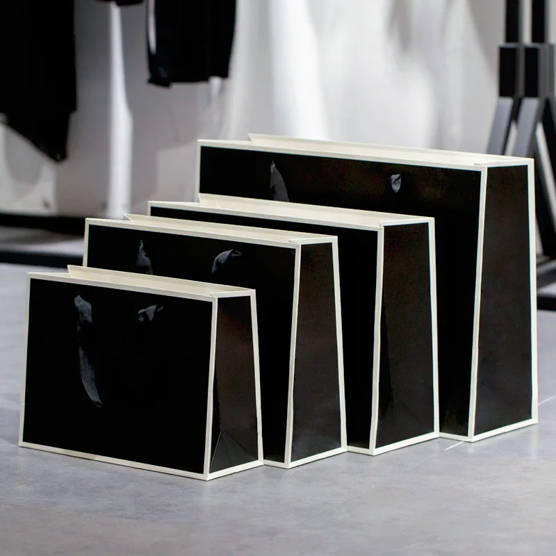 Черная подарочная упаковка бумажный пакет сумка для шоппинга тканевый