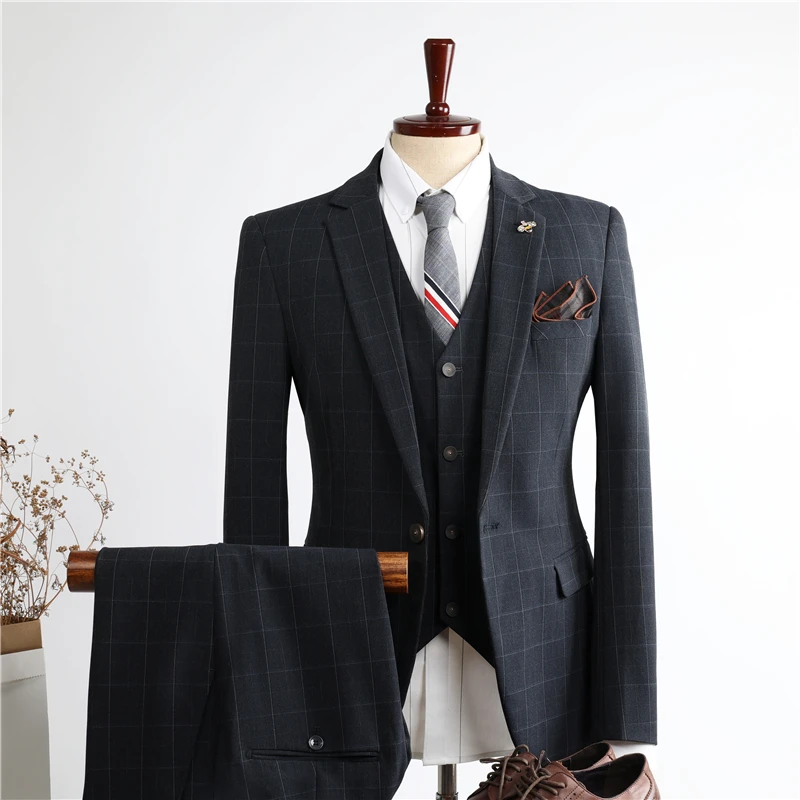 

Suit suit men's three-piece suit business professional formal wear small suit Korean version of self-cultivation best man groom