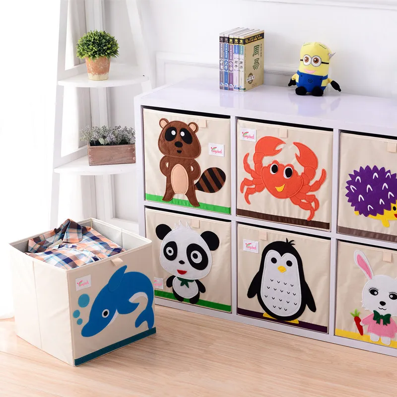 

13 inch Cartoon Children toy box organizer Storage box Folding Washed Basket Children Oxford Cloth Wardrobe YL160H2