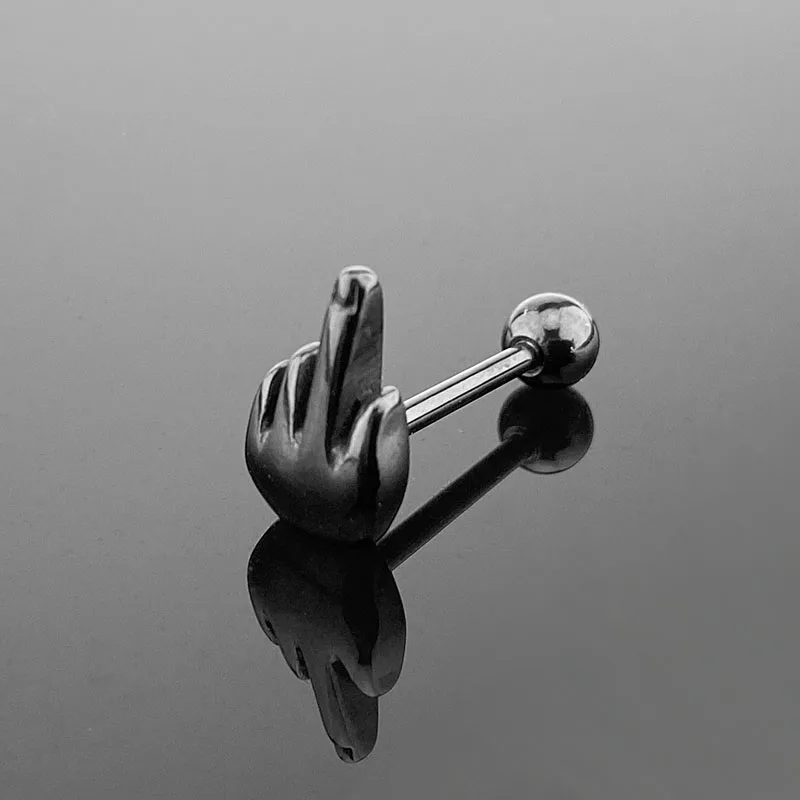 Пикантные ногти в стиле панк из нержавеющей стали 316L анафилаксия средний палец