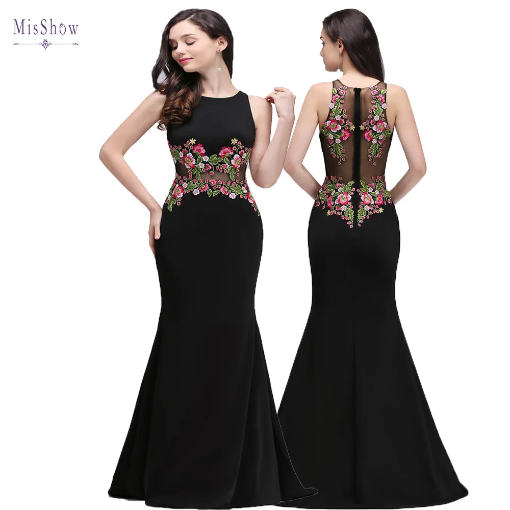Женское вечернее платье русалка Элегантное Длинное Платье с вышивкой на спине