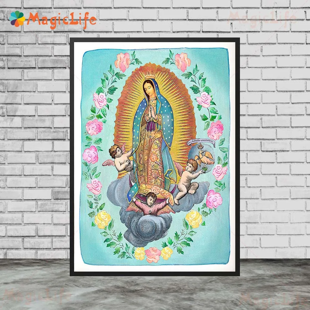 Католические художественные принты Богородицы Гуадалупе Настенная картина мамы