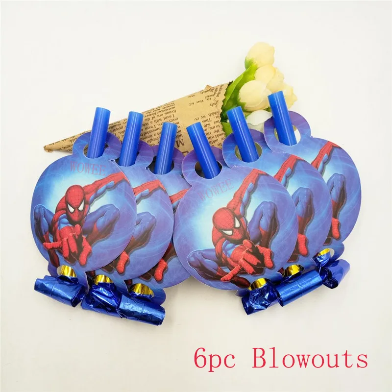 6pc Blowouts 6 шт./компл. детская игрушка Stampers в мультипликационном стиле с человеком-пауком детская День рождения поставки супергероя уплотнение Скрапбукинг DIY живопись фото - Цвет: 6pc Blowouts