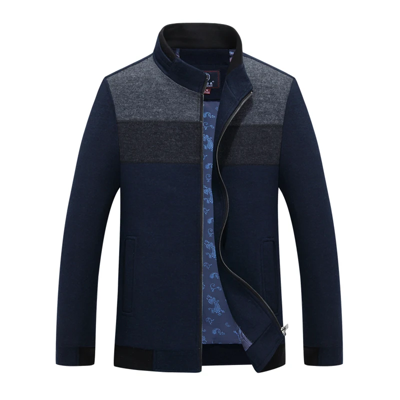 2021 Мужская Шерстяная Куртка Лоскутная Осень Шерстяное Пальто Зимняя С Молнией
