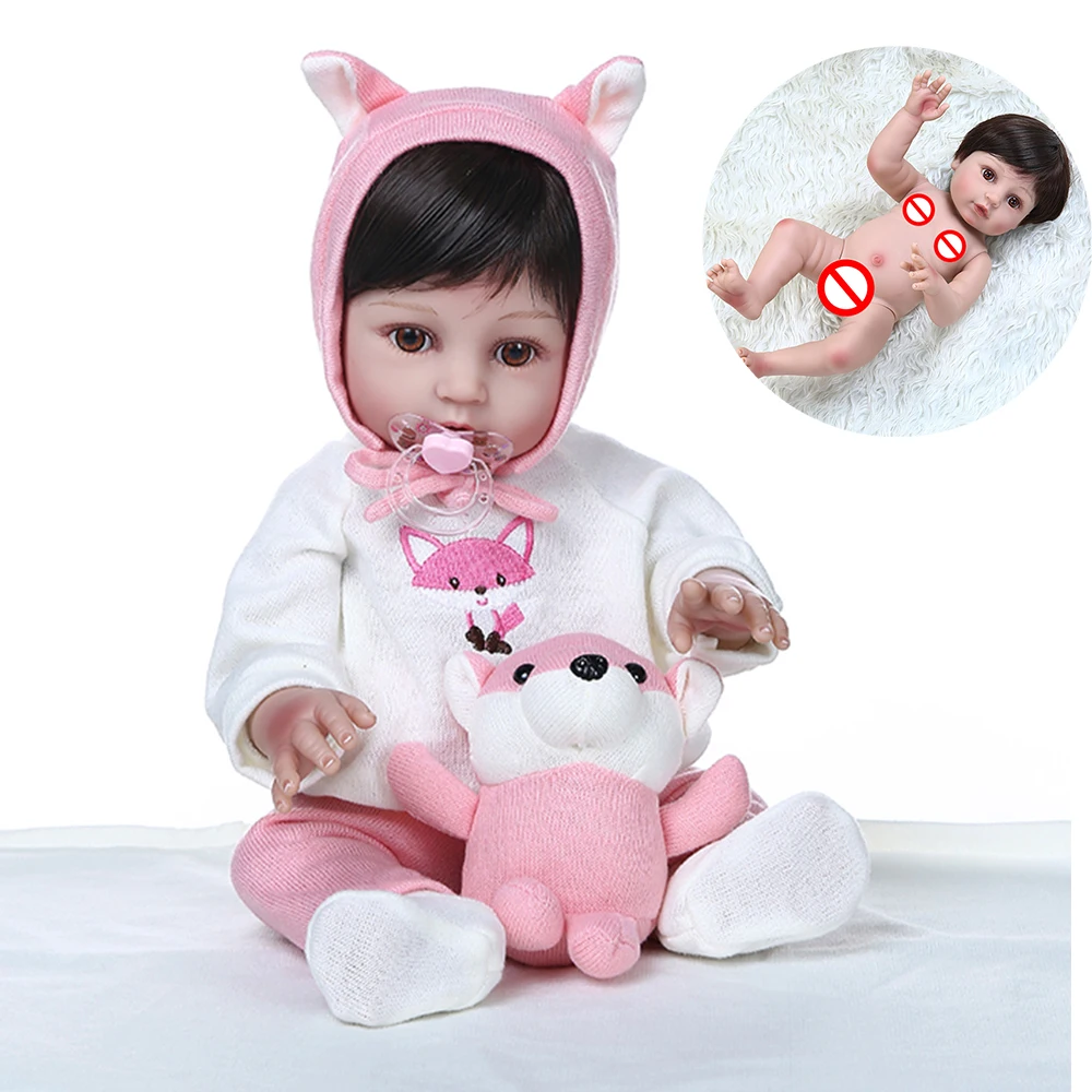 

Премиум baby reborn 48 см силиконовый комплект с платьем с лисой, кукла bebe reborn, водостойкая игрушка для ванной, рождественские подарки