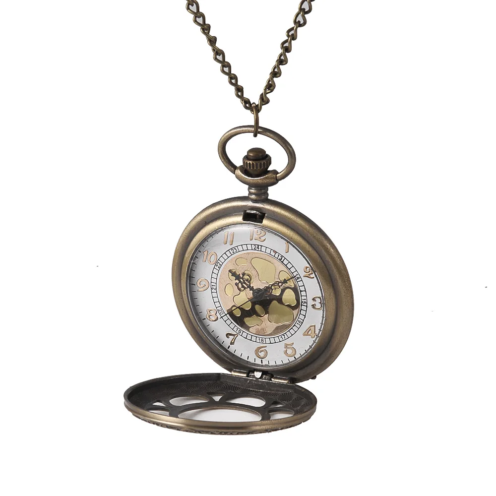 Новые Модные Винтажные кварцевые карманные часы бронзовые полые лепестки