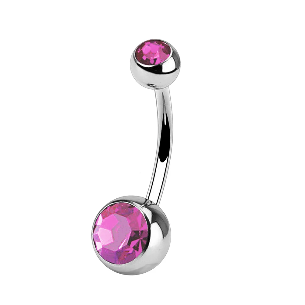1pcs Crystal Stainless Steel Belly Bar Ring Chic Double Gem Belly Body Jewelry Piercing Unisex Wholesale Bulk images - 6